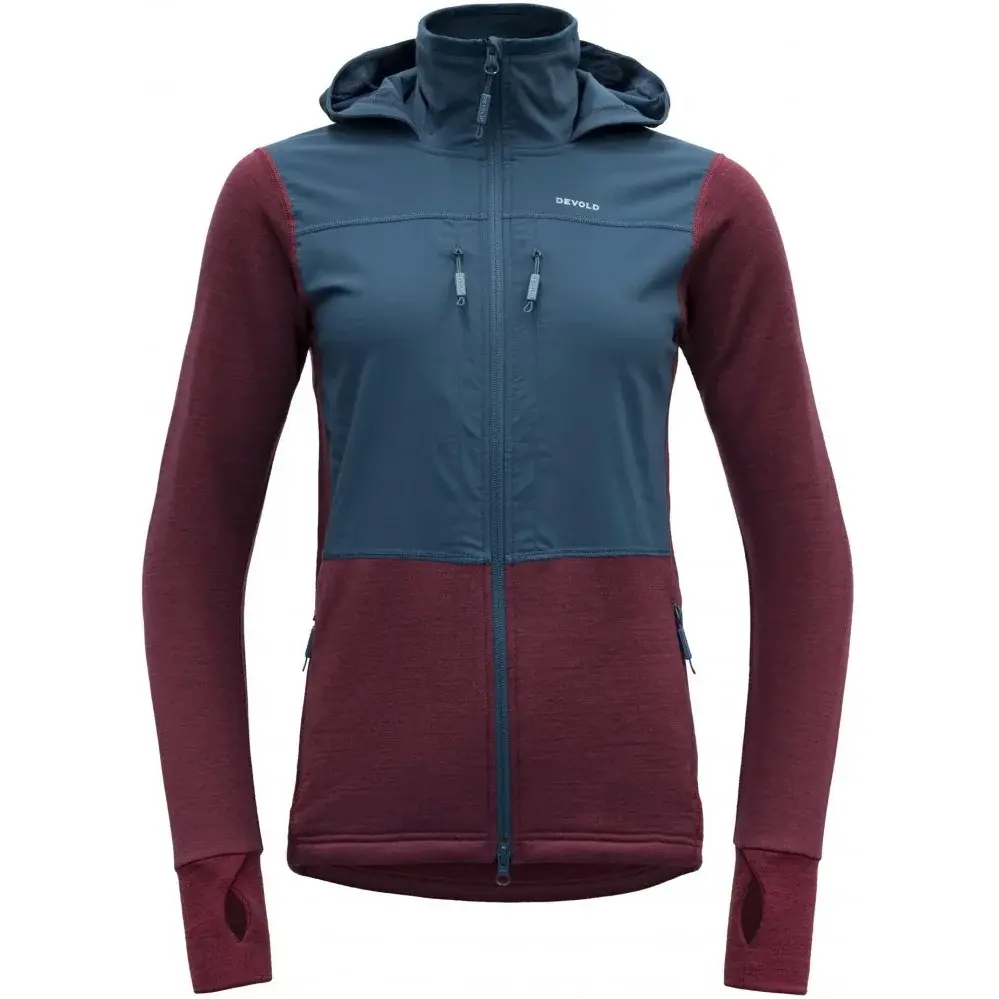 Devold Dámska merino mikina / bunda Devold Heroy Hybrid JKT WMN beetroot/flood