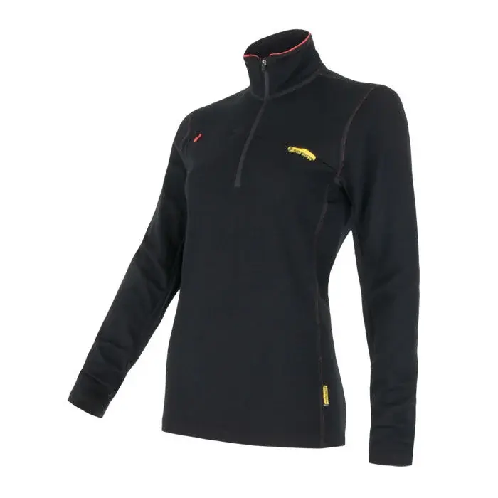 Sensor Dámska funkčná mikina Sensor Merino Upper krátky zips čierna