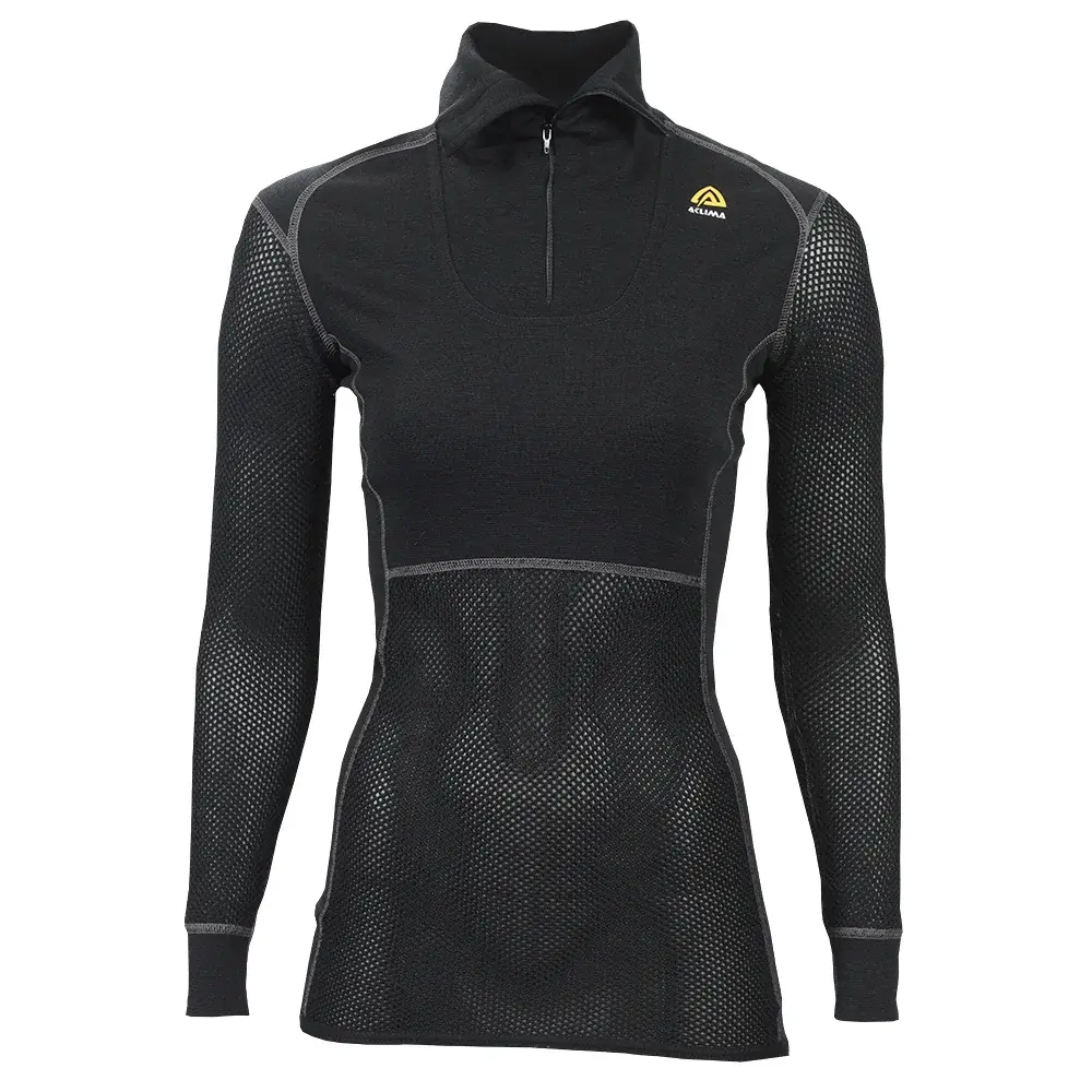 Aclima Dámske termotriko Aclima WoolNet Polo W/Zip Women jet black