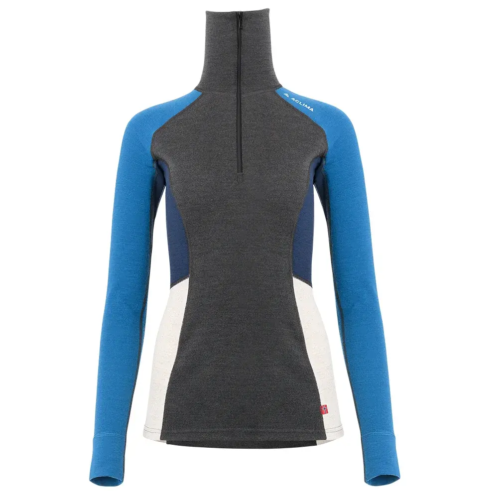 Aclima Dámske tričko Aclima WarmWool Polo Women marengo/corsai /beige mel./navyblazer