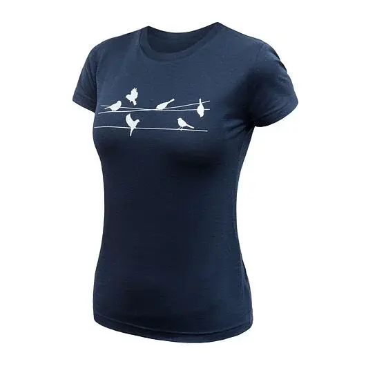 Sensor Dámske tričko s krátkym rukávom Sensor Merino Active Songbirds deep blue