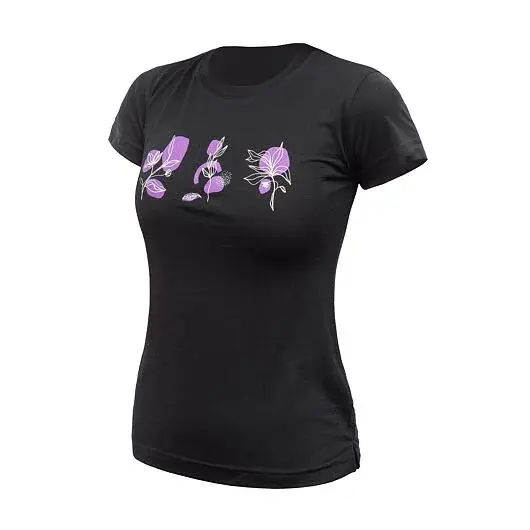 Sensor Dámske tričko s krátkym rukávom Sensor Merino Air Bloom čierna