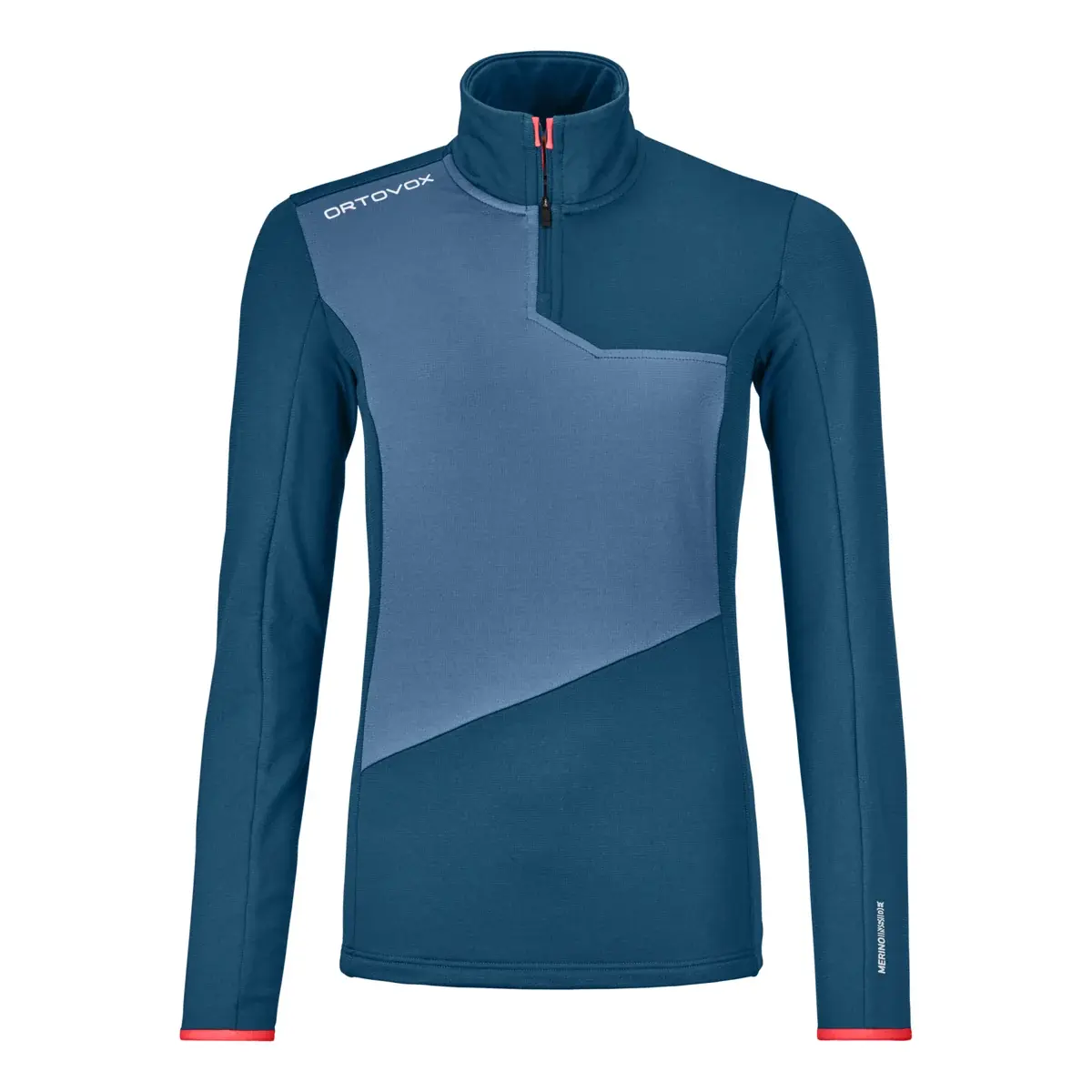 Dámsky zimný sveter Ortovox W's Fleece Light Zip Neck Petrol blue