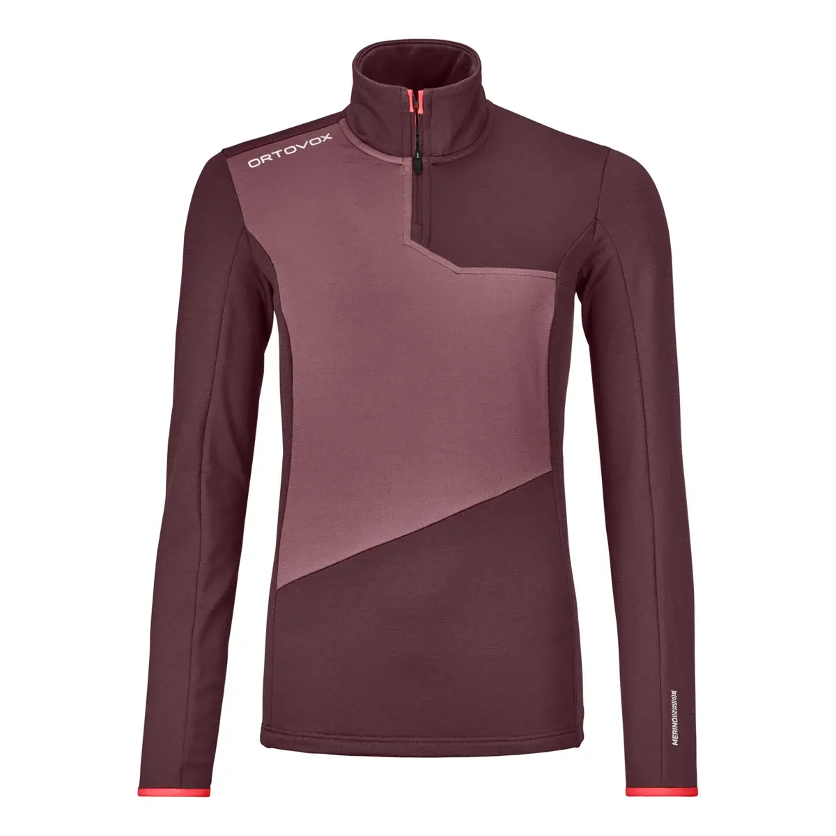 Ortovox Dámsky zimný sveter Ortovox W's Fleece Light Zip Neck Winetasting