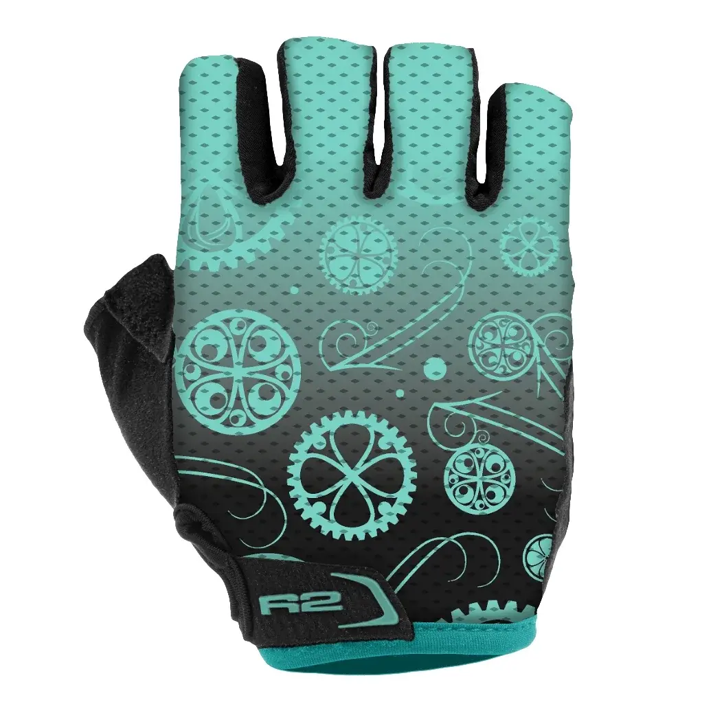Detské cyklistické rukavice R2 Hoppy Mint zelená/čierna 6 - 8 let