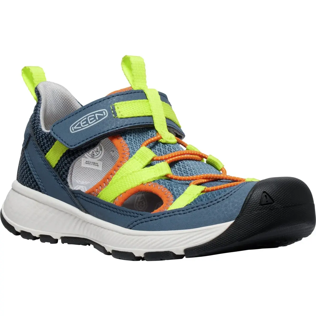 KEEN Detské turistické sandále Keen Motozoa Sandal Children/Youth vintage indigo/scarlet ibis 36EU
