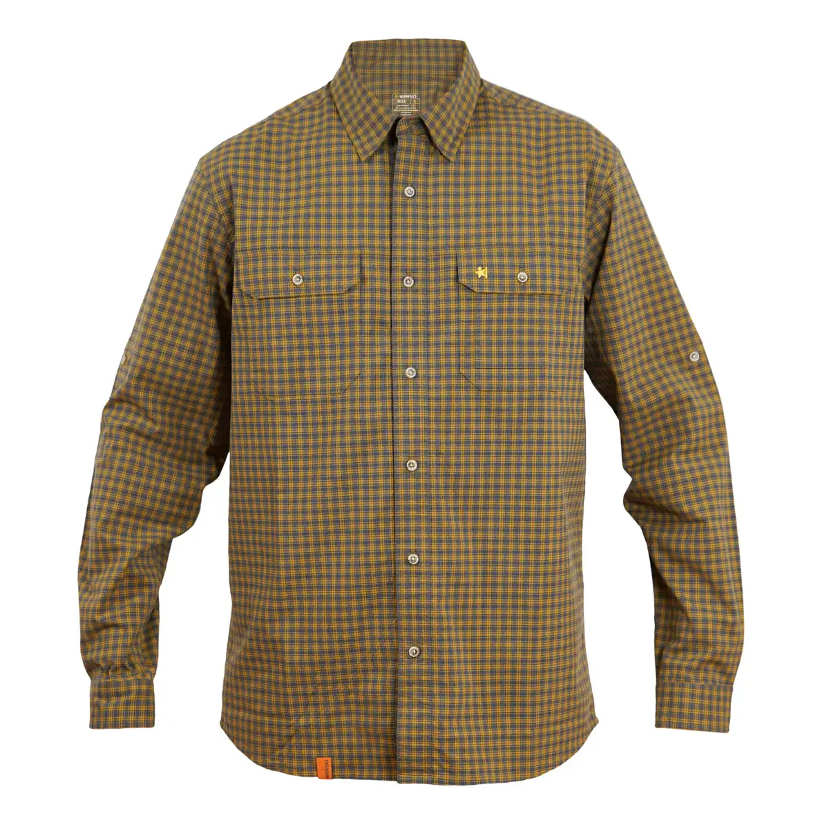 Pánska košeľa s dlhým rukávom Warmpeace Mesa Harvest gold/grey