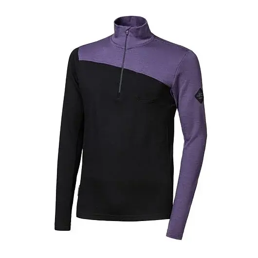 Sensor Pánska mikina dl.rukáv zips Sensor MERINO EXTREME UP čierna/grape purple