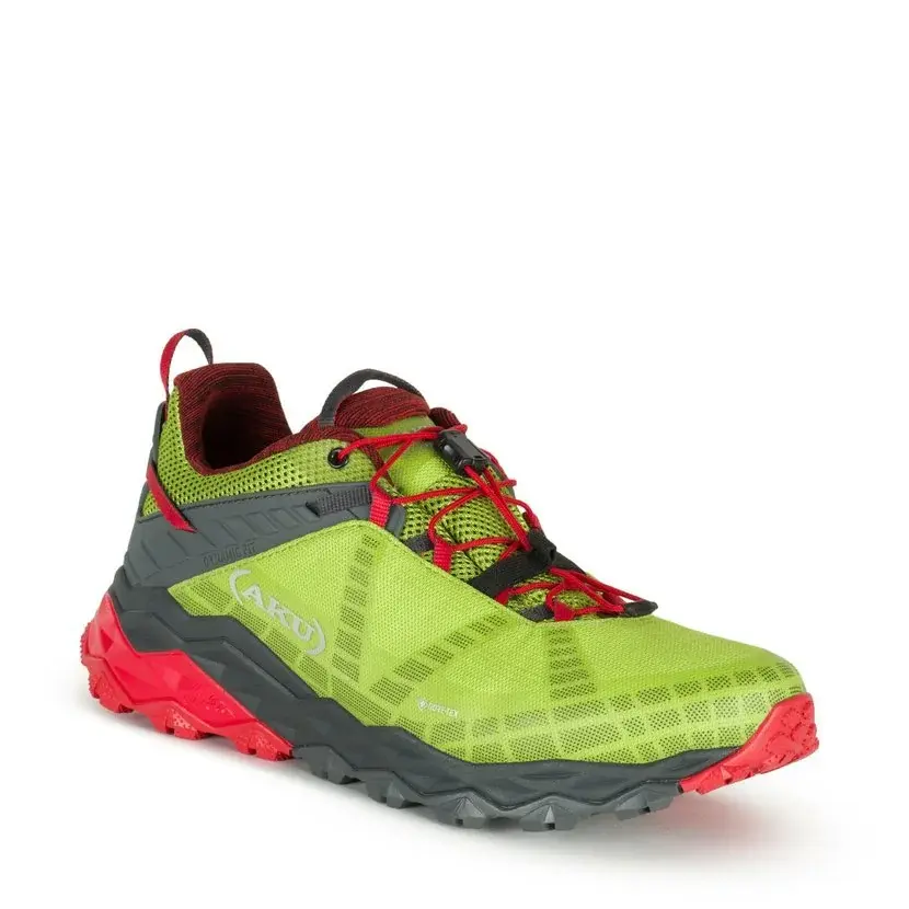 Pánske turistické topánky AKU Flyrock GTX LIME/RED