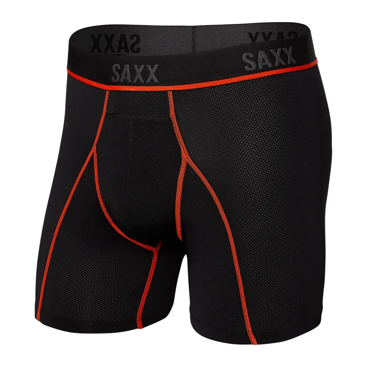 Pánske boxerky SAXX Kinetic Light-Compression Mesh Boxer Brf Black/Vermillion