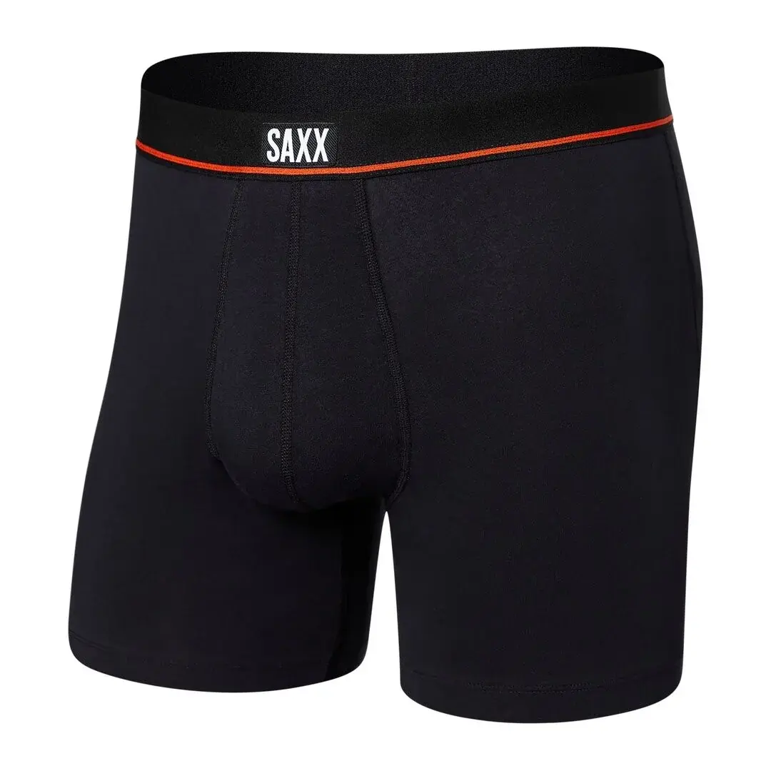 SAXX Pánske boxerky Saxx Non-Stop Stretch Cotton Boxer Brief Fly Black