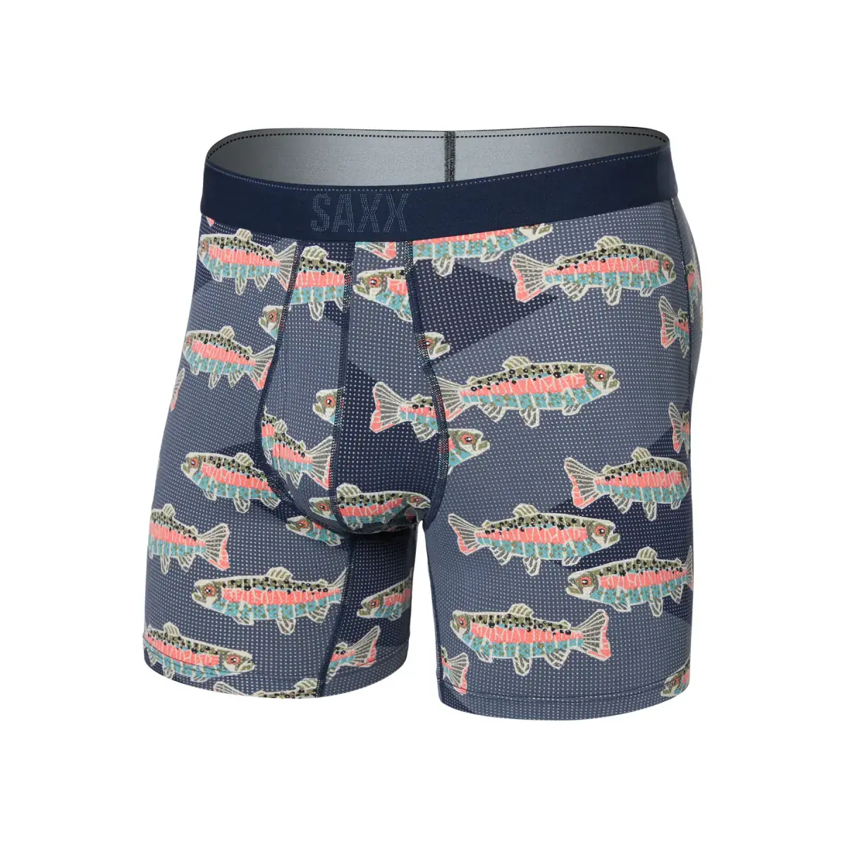 Pánske boxerky SAXX Quest Quick Dry Mesh Boxer Brief Fly Mosaic Trout-Maritime