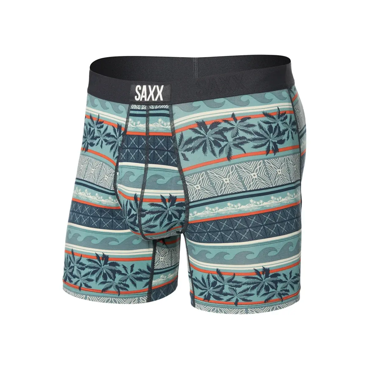 Pánske boxerky SAXX Ultra Super Soft Boxer Brief Fly Beach Shack Stripe-Teal