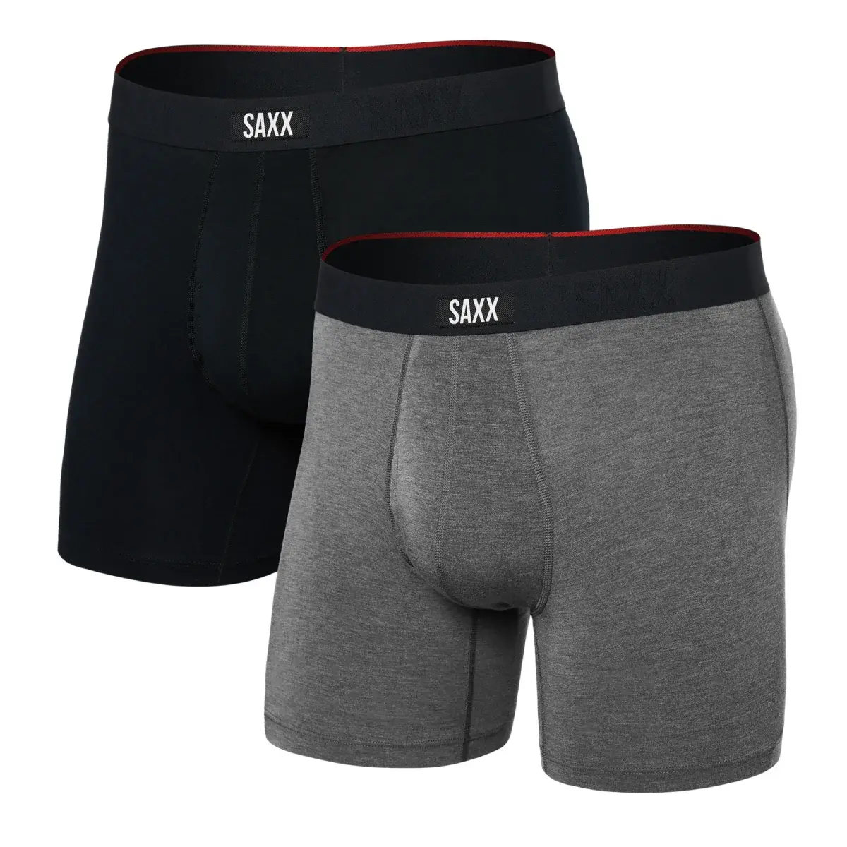 SAXX Pánske boxerky Saxx Vibe Xtra Boxer Brief Fly 2Pk Black/Dark Grey Heather S