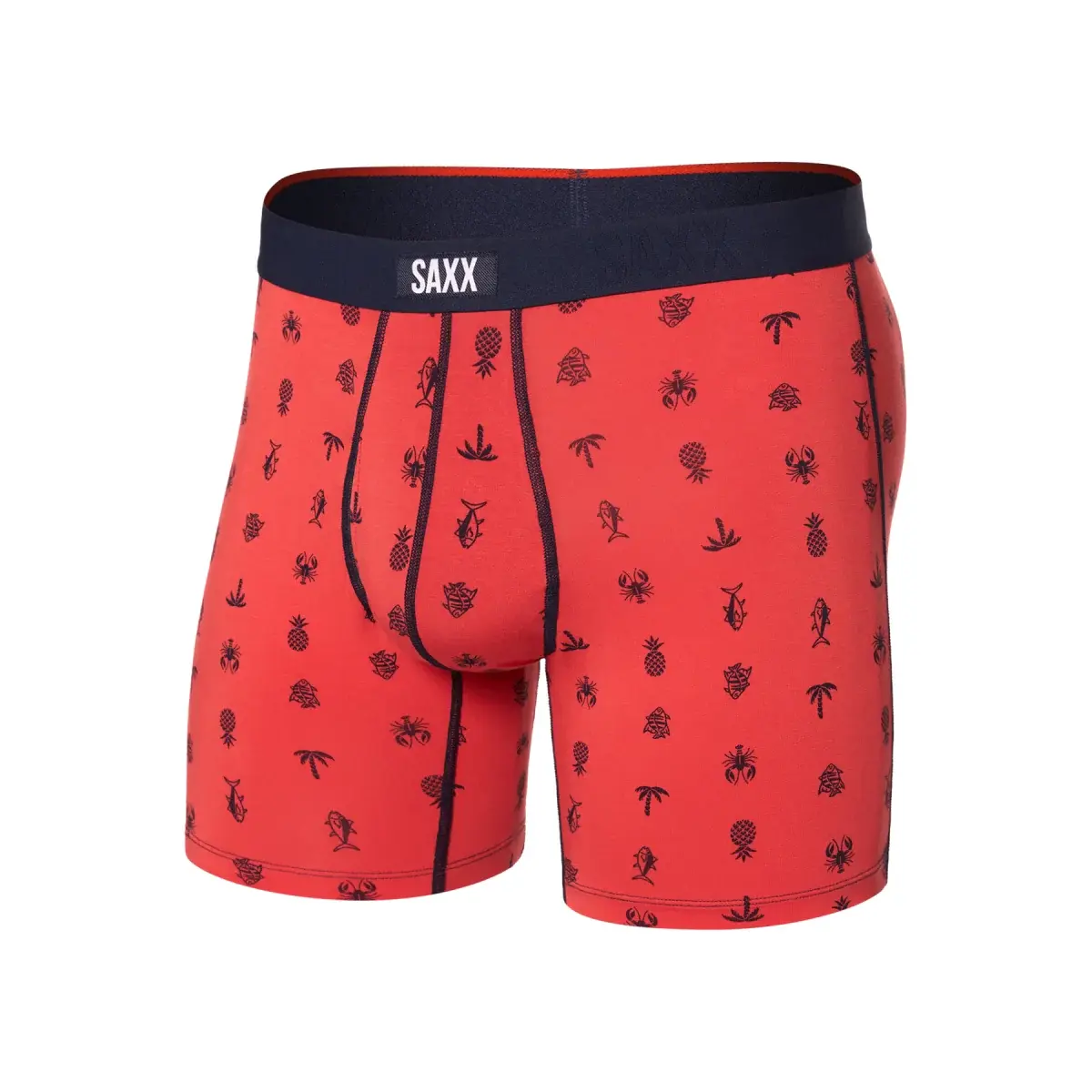 Pánske boxerky SAXX Vibe Xtra Boxer Brief Fly Summer Catch-Coral Red