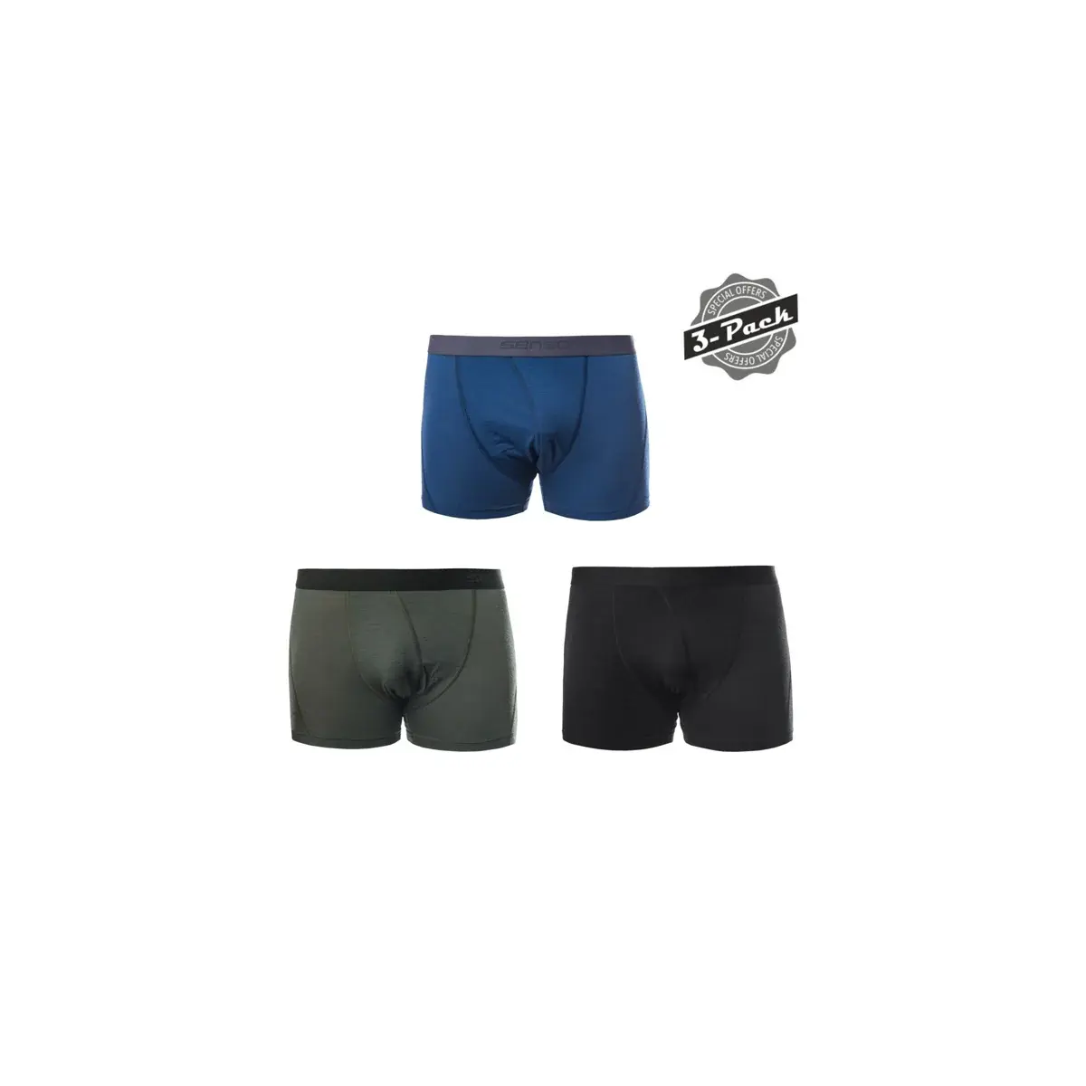 Sensor Pánske funkčné trenky Sensor Merino Air 3-Pack Čierna/tmavo modrá/olive