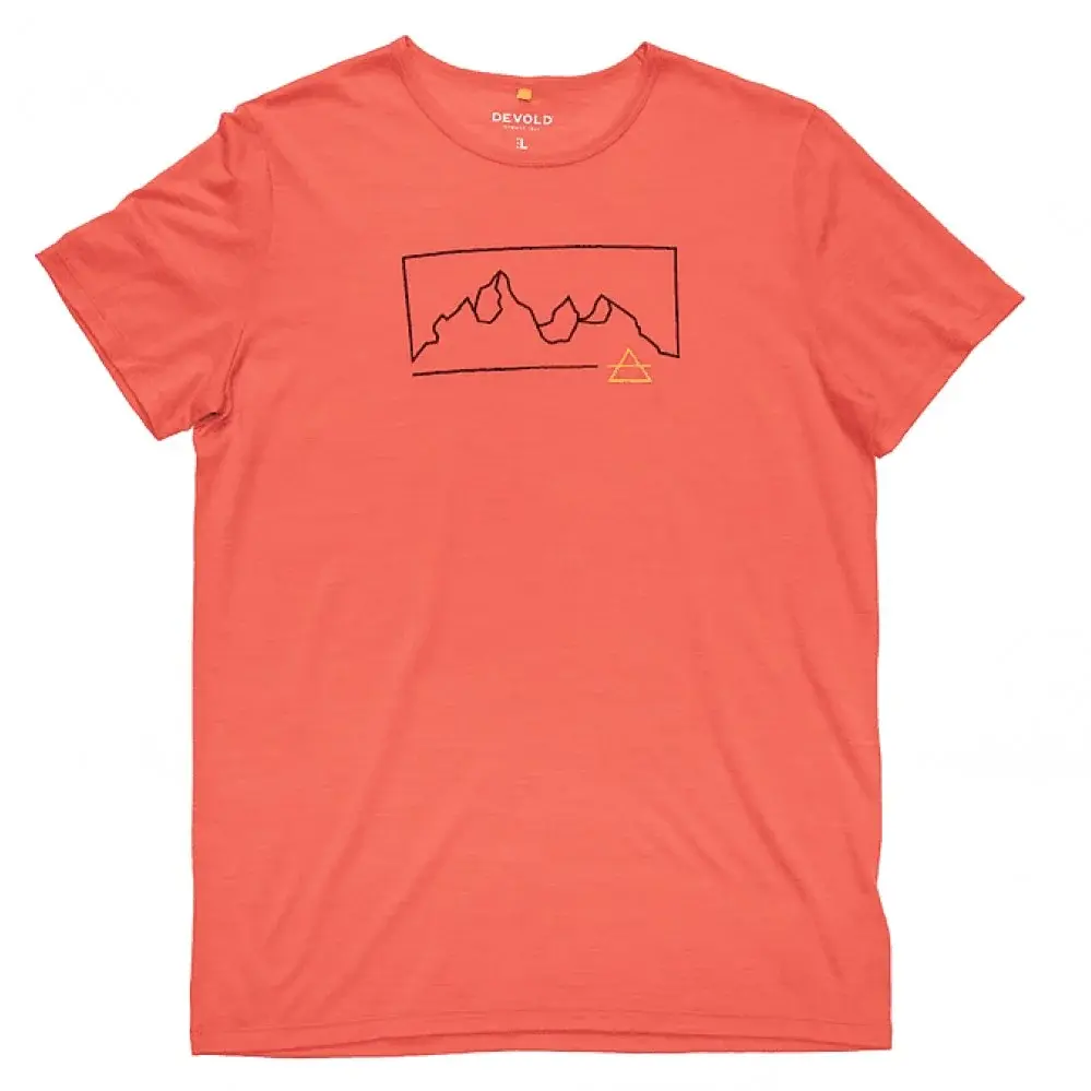 Devold Pánske merino tričko Devold Active "Outline" Tee Man cayenne