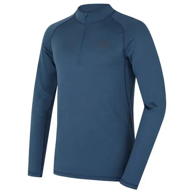 Pánske merino tričko Husky MEROW ZIP M blue, veľkosť