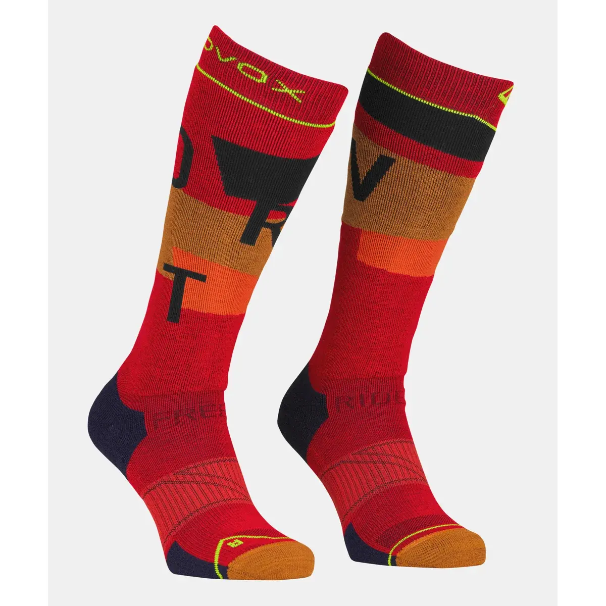 Ortovox Pánske lyžiarske ponožky Ortovox Free Ride Long Socks Cozy cengia rossa