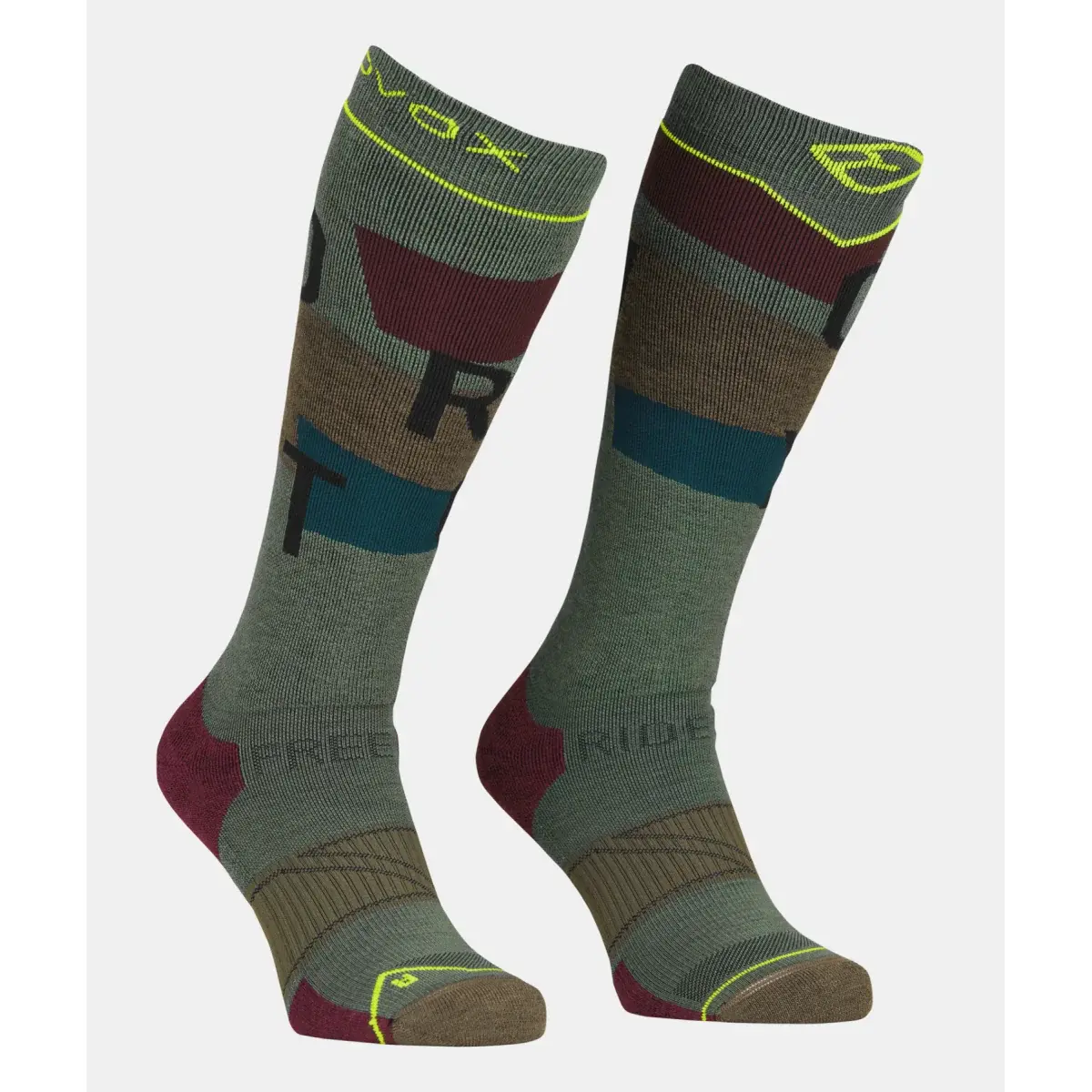 Ortovox Pánske lyžiarske ponožky Ortovox Free Ride Long Socks Cozy wild herbs