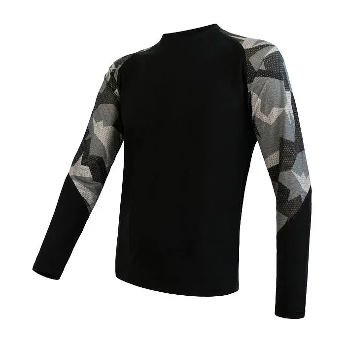 Sensor Pánske funkčné tričko s dlhým rukávom Sensor Merino Impress čierna/camo
