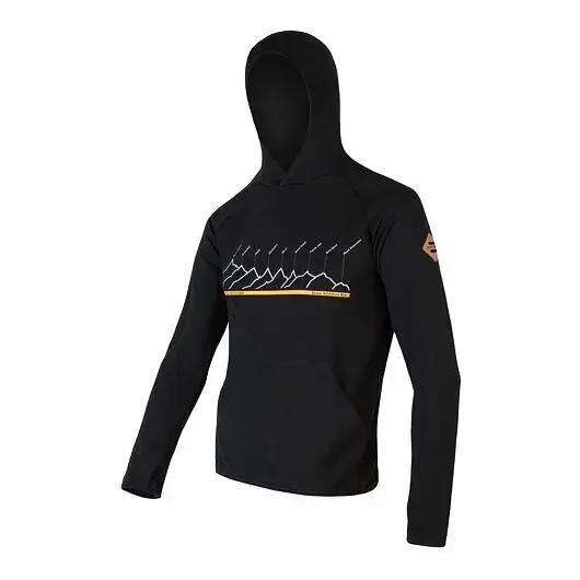 Sensor Pánska mikina Sensor Merino Upper RJ klokanka čierna