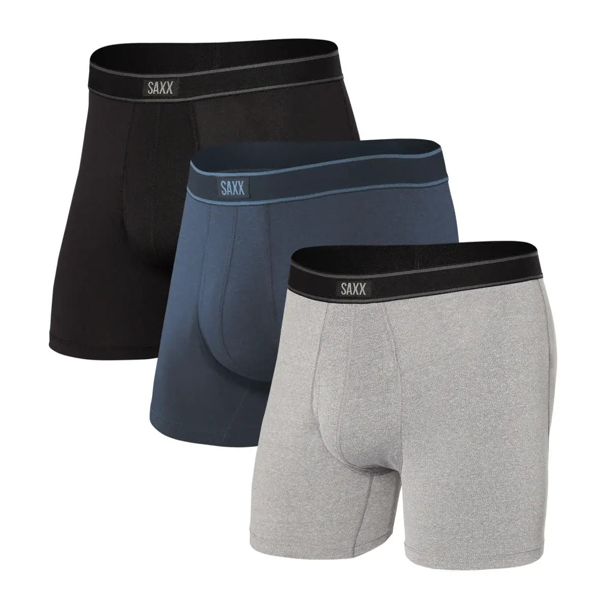SAXX Set pánskych boxerek SAXX Daytripper Boxer Brief Fly 3Pk Black/Grey/Navy