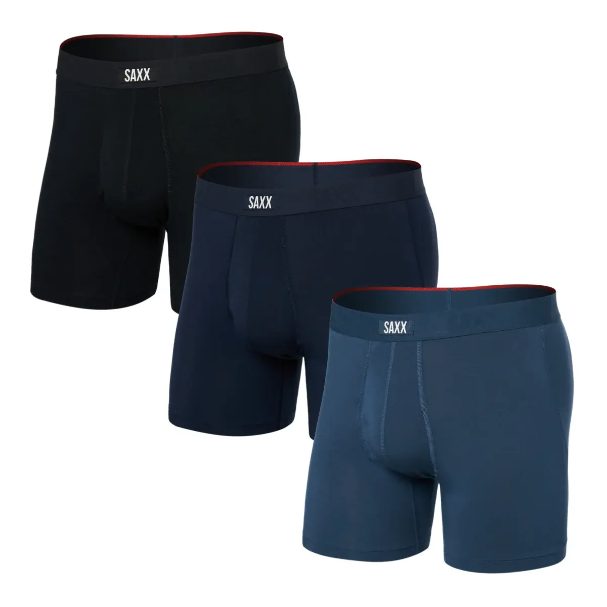SAXX Set pánskych boxerek SAXX Vibe Xtra Boxer Brief Fly 3Pk Dark Denim/Navy/Black