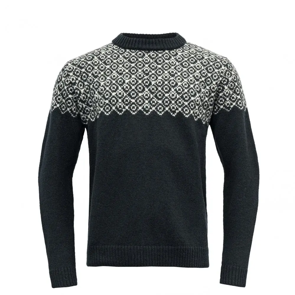 Unisex turistický sveter Devold Bjornoya Wool Sweather Ink/Offwhite