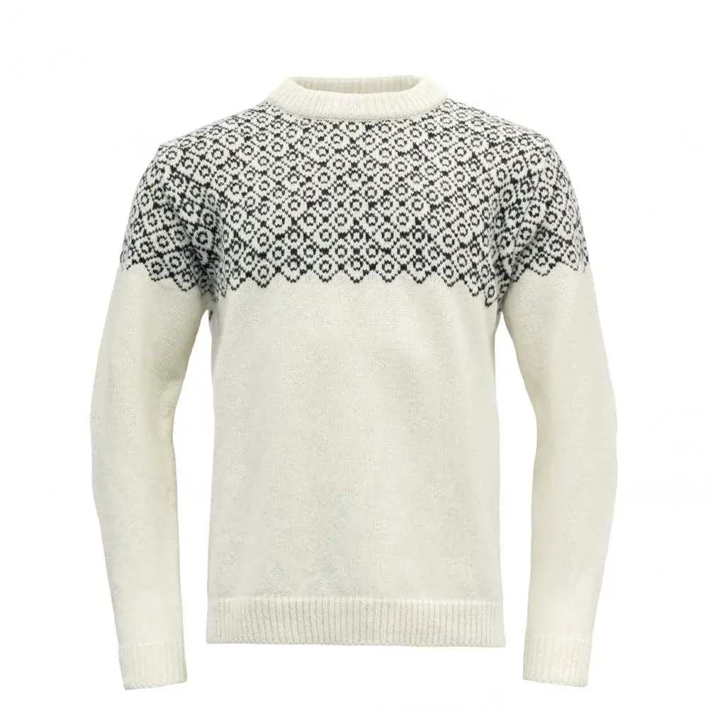 Devold Unisex turistický sveter Devold Bjornoya Wool Sweather Offwhite/Ink