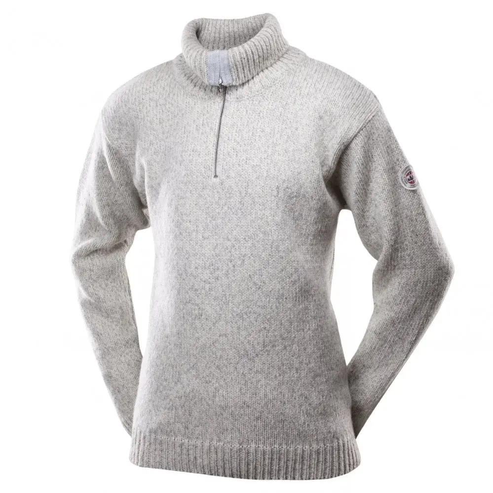 Devold Unisex turistický sveter Devold Nansen Wool Zip Neck Grey Melange