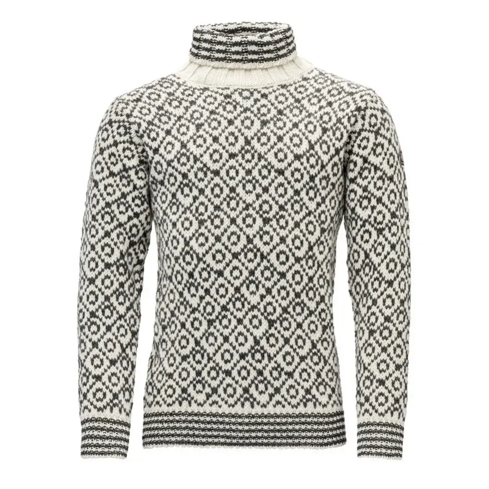 Devold Unisex turistický sveter Devold Svalbard Wool High Neck Offwhite/Anth.