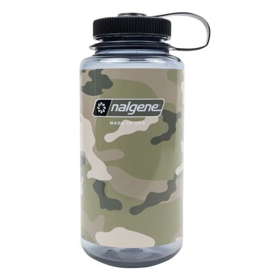 Nalgene fľaša so širokým hrdlom šedá / s čiernou kamuflážou 1000 ml