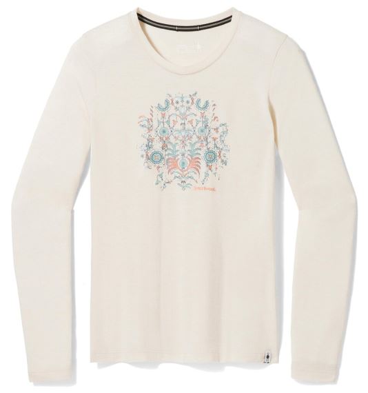 Dámske tričko s dlhým rukávom Smartwool W Floral Tundra Graphic Long Sleeve Tee Almond heather