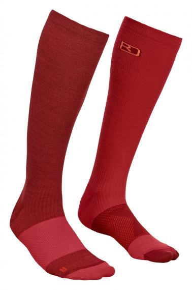 Dámske kompresné ponožky Ortovox Tour Compression Socks dark blood