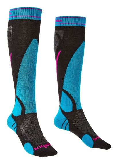 Bridgedale Ski Lightweight black/blue/007 dámske lyžiarske ponožky