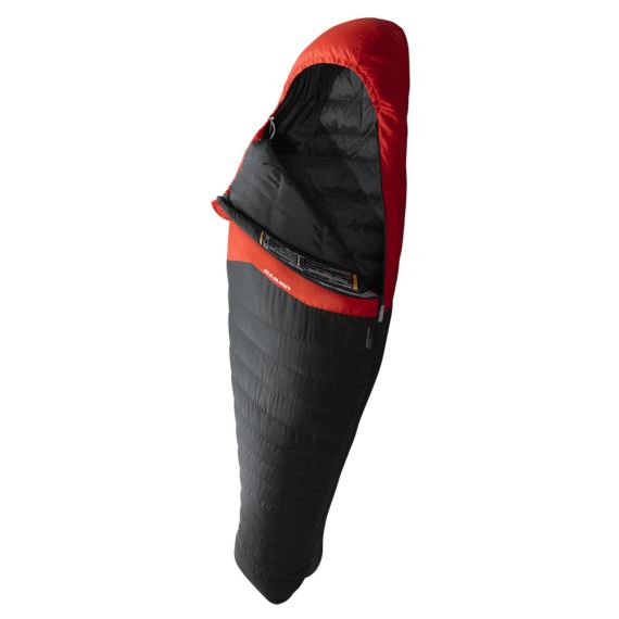 Spací vak Mammut Nordic down Spring graphite-fire 195cm ľavý