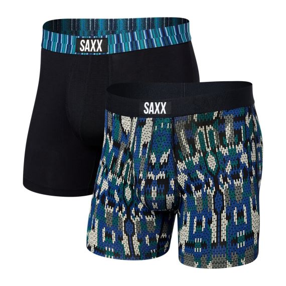 Pánske nohavičky SAXX Vibe Super Soft Boxer Brief Fly 2PK modern fairisle/black geo