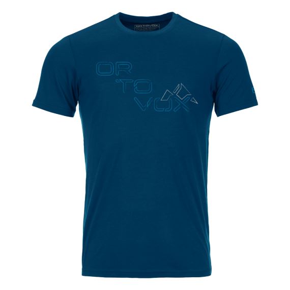 Pánske funkčné tričko Ortovox 185 Merino Tangram Logo TS Petrol Blue