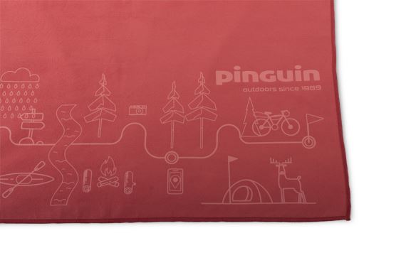 Rýchloschnúci uterák Pinguin Micro Towel Map red