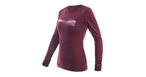 Dámske funkčné tričko s dlhým rukávom Sensor Merino Air PT Hills Burgundy