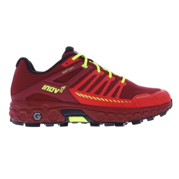 Pánska bežecká obuv Inov8 Roclite Ultra G 320 M dark red/red/yellow