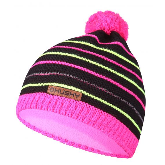 Detská čiapka Husky Cap 34 black/neon pink XS