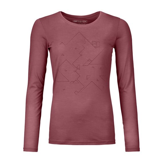 Dámske funkčné tričko Ortovox W's 185 Merino Tangram LS Mountain Rose