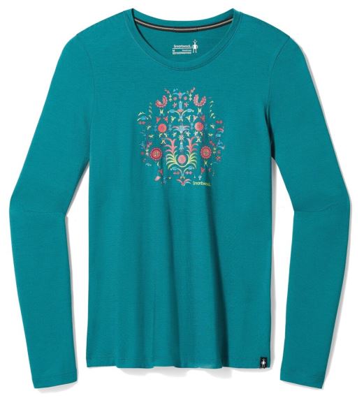 Dámske tričko s dlhým rukávom Smartwool W Floral Tundra Graphic Long Sleeve Tee Almond heather