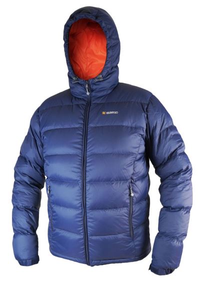 Pánska páperová bunda Warmpeace Jacket Crux navy/mandarine